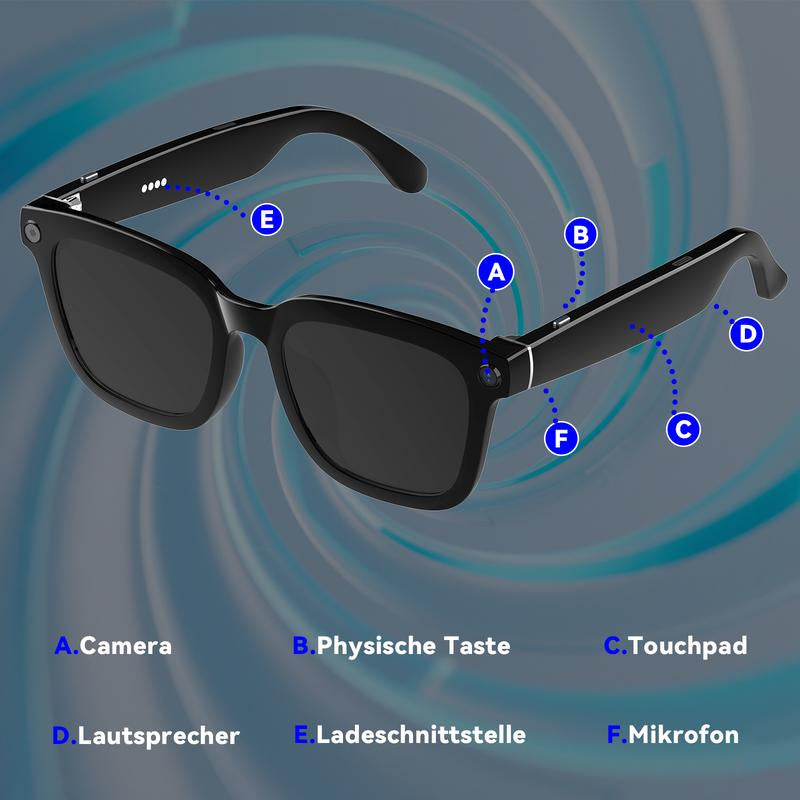 【Black Friday Deal】 Smart AI Camera Glasses with 8MP Photochromic Lenses ,Button Touch Adjustment for Travel Outdoor Adventures Hands-Free Photography 160+Languages Real-Time Translation Bluetooth Wireless Wearable Video Recording UV Protection